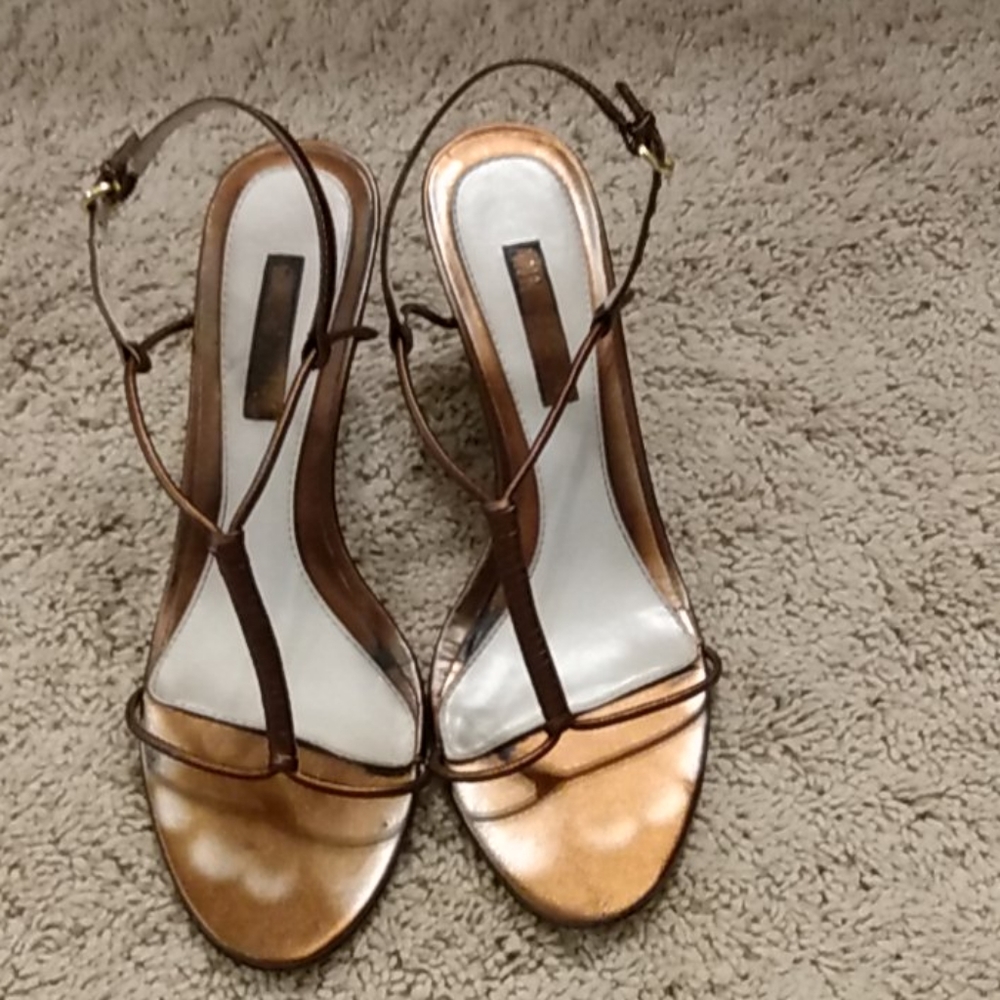 Bronze strappy heels